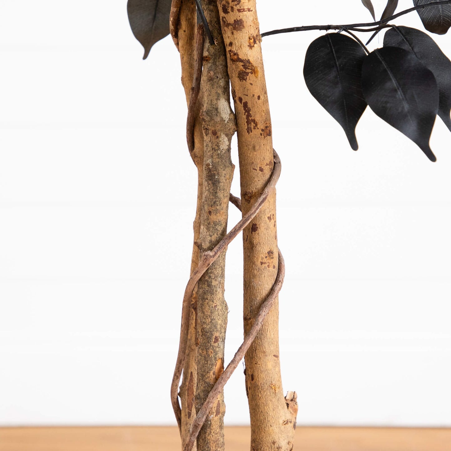 4' Artificial Halloween Black Ficus Tree with Natural Trunk