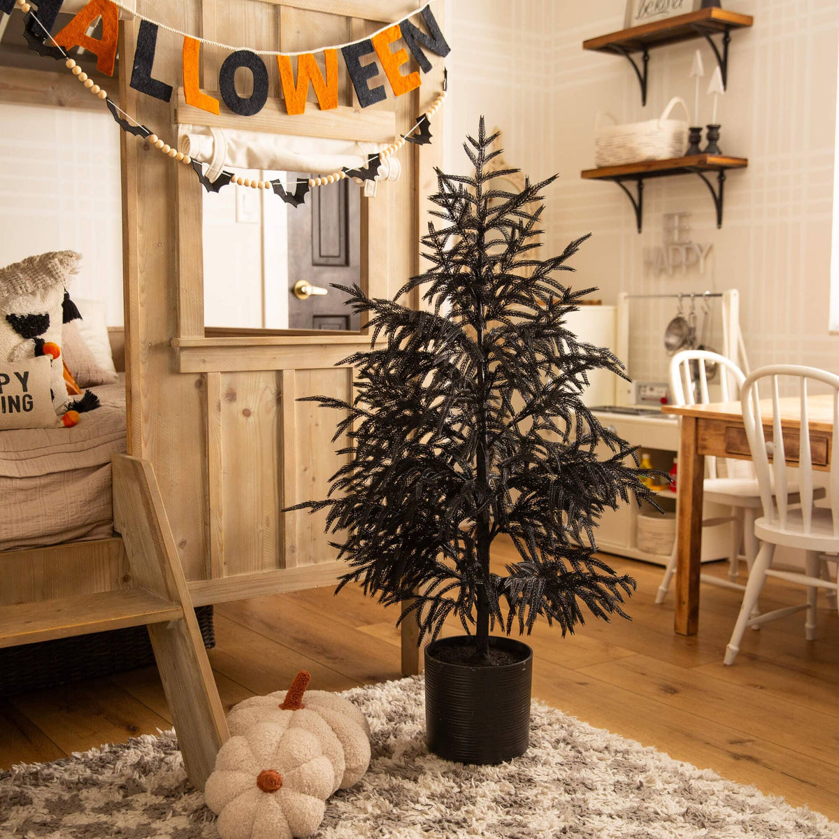 a small tree in a room