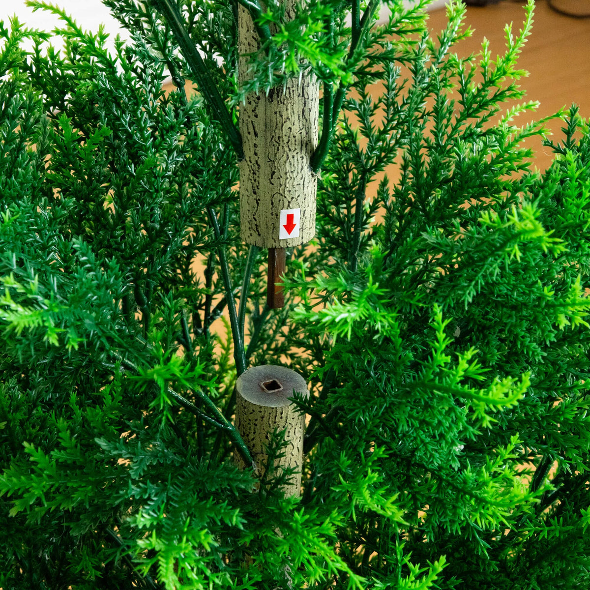 a tree with a red arrow on it