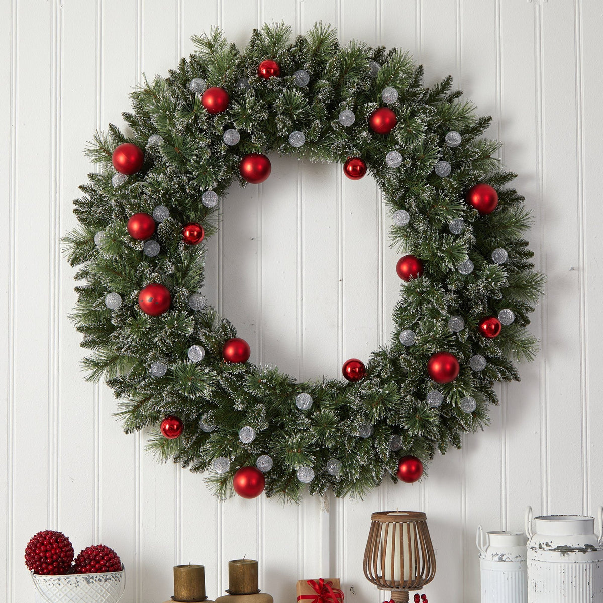 a wreath on a wall