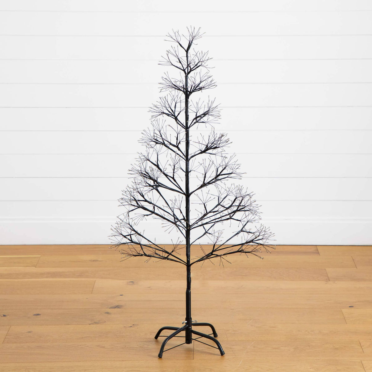 a tree on a wood floor
