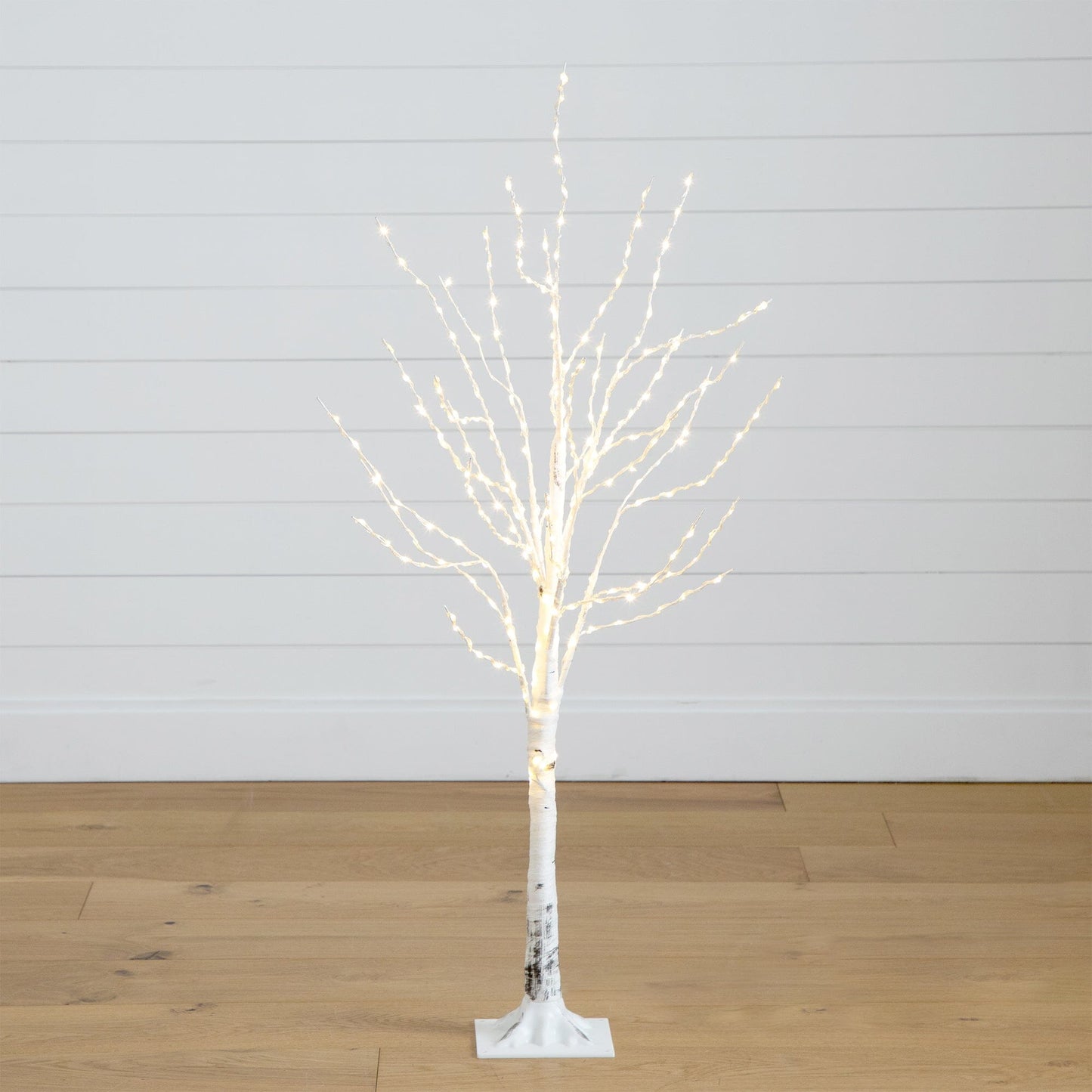4’ Pre-Lit Artificial White Birch Tree with 240 Color Changing LED Lights