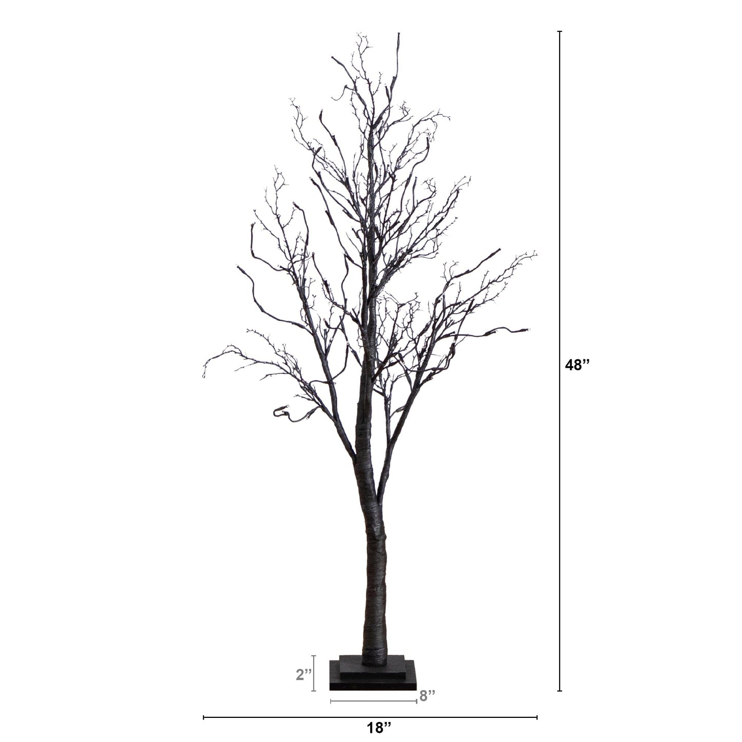 4’ Pre-Lit Halloween Deluxe Black Twig Artificial Tree with 81 Orange & Purple LED Lights