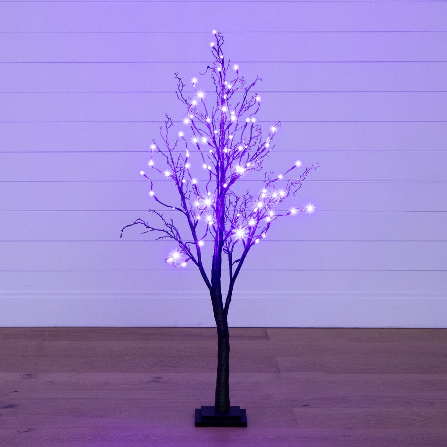 4’ Pre-Lit Halloween Deluxe Black Twig Artificial Tree with 81 Orange & Purple LED Lights