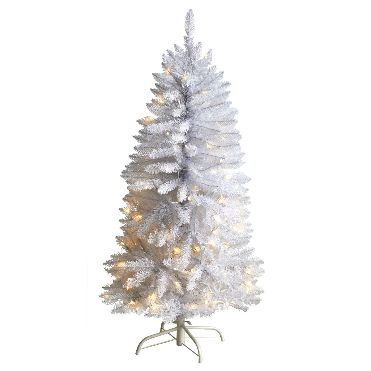 a white christmas tree with lights