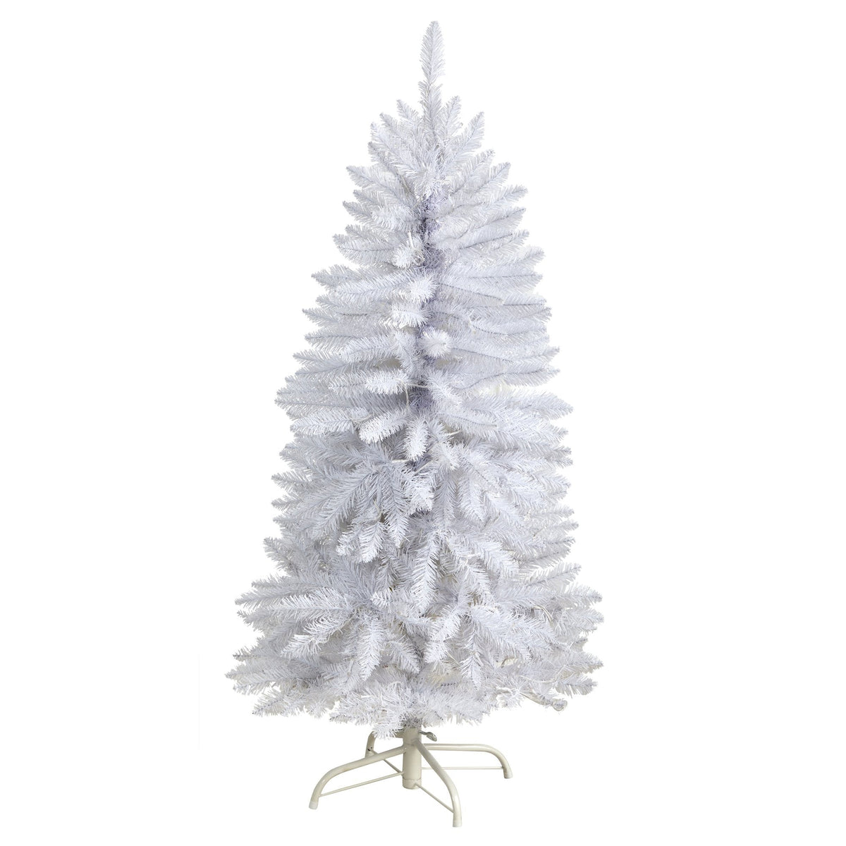 a white christmas tree on a stand