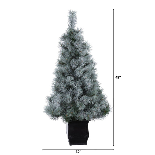 a tall artificial christmas tree