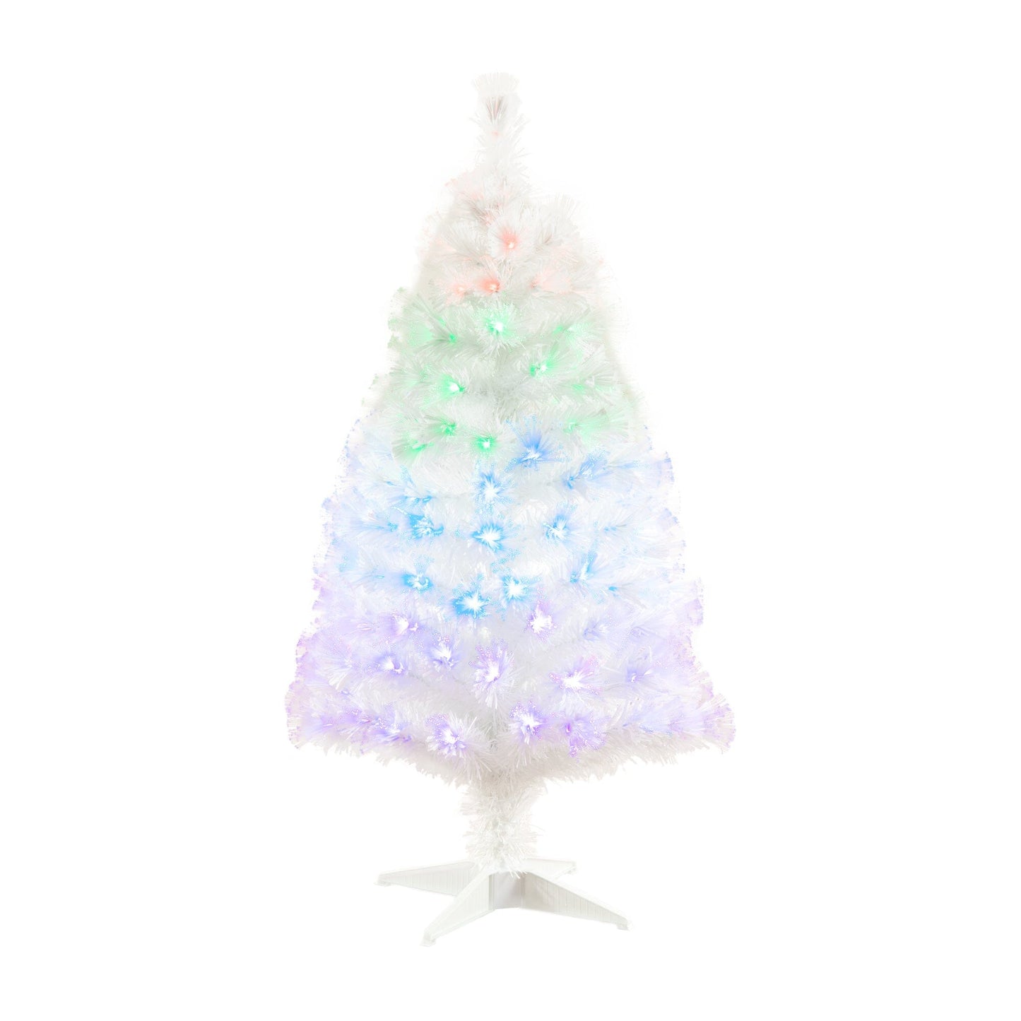 4' White Pre-Lit Fiber Optic Artificial Christmas Tree with 120 Colorful LED and Remote Control Show