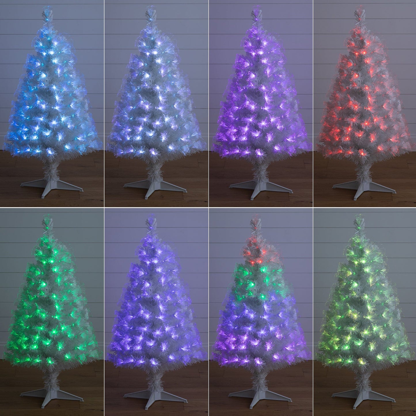 4' White Pre-Lit Fiber Optic Artificial Christmas Tree with 120 Colorful LED and Remote Control Show