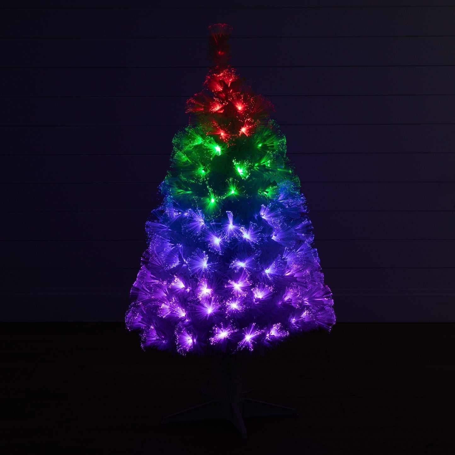 4' White Pre-Lit Fiber Optic Artificial Christmas Tree with 120 Colorful LED and Remote Control Show