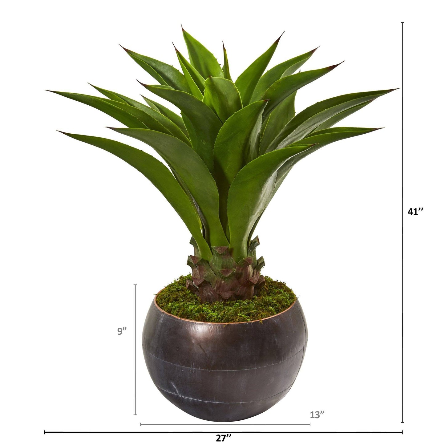 41” Agave Artificial Plant in Decorative Metal Bowl