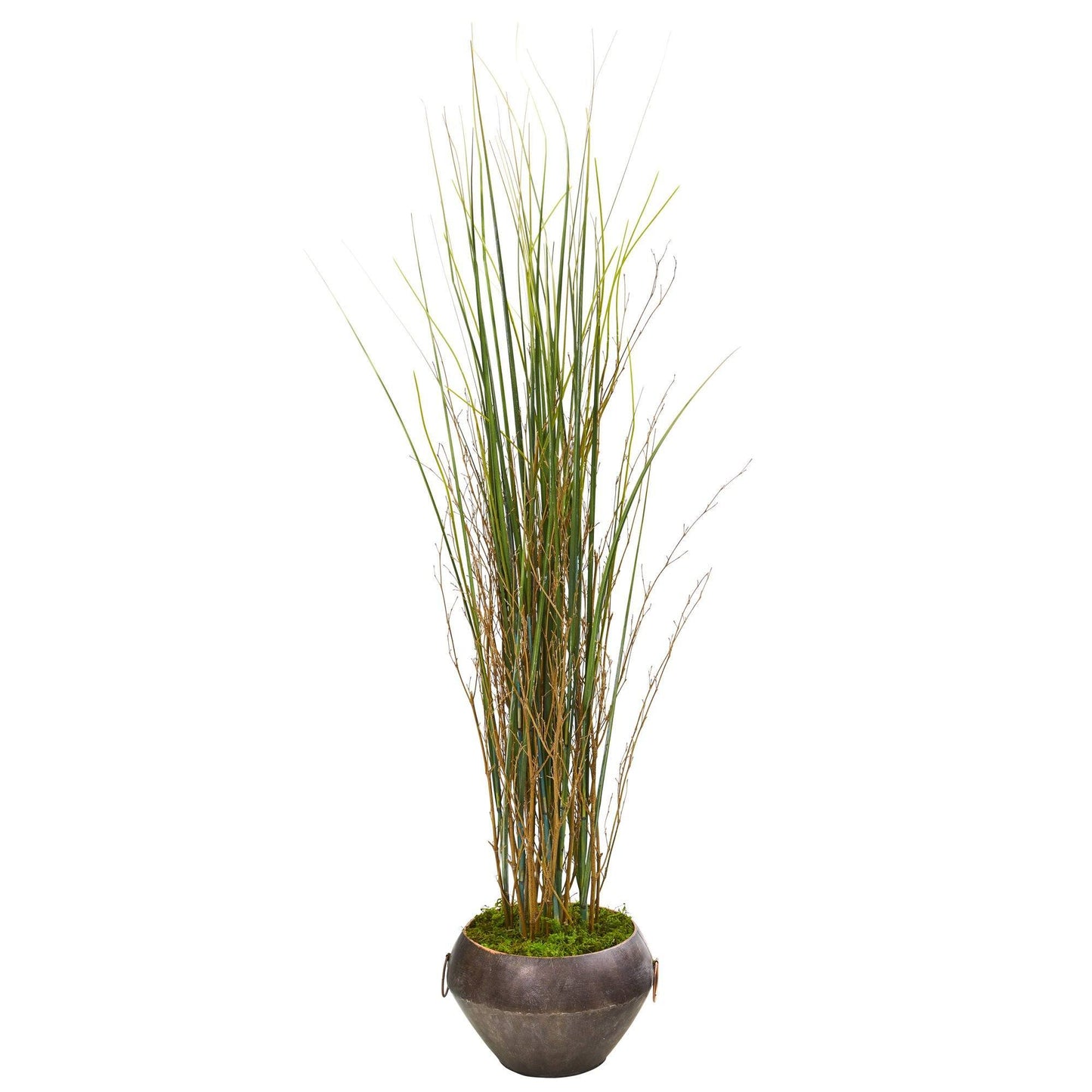 41” Grass and Bamboo Artificial Plant in Metal Bowl