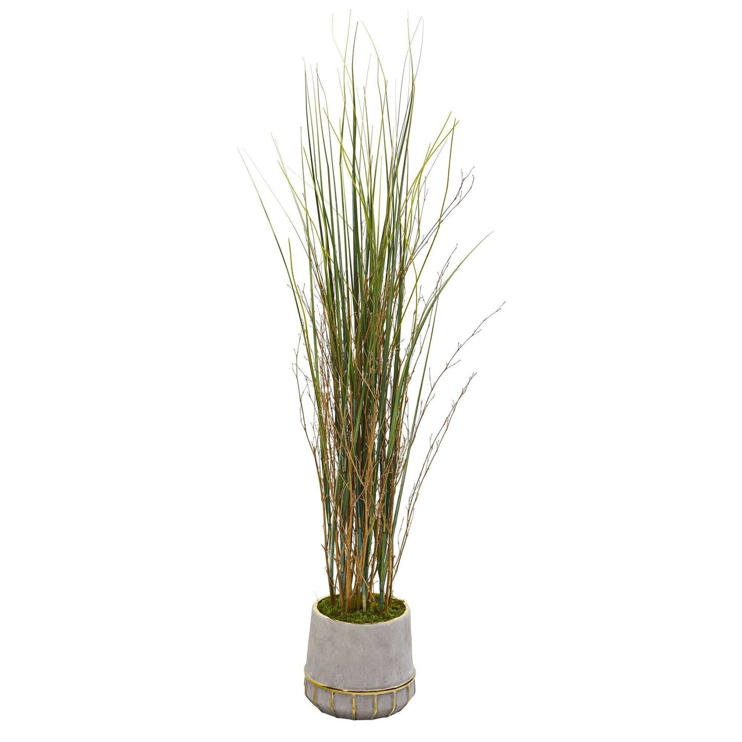 41” Grass and Bamboo Artificial Plant in Planter with Gold Trimming