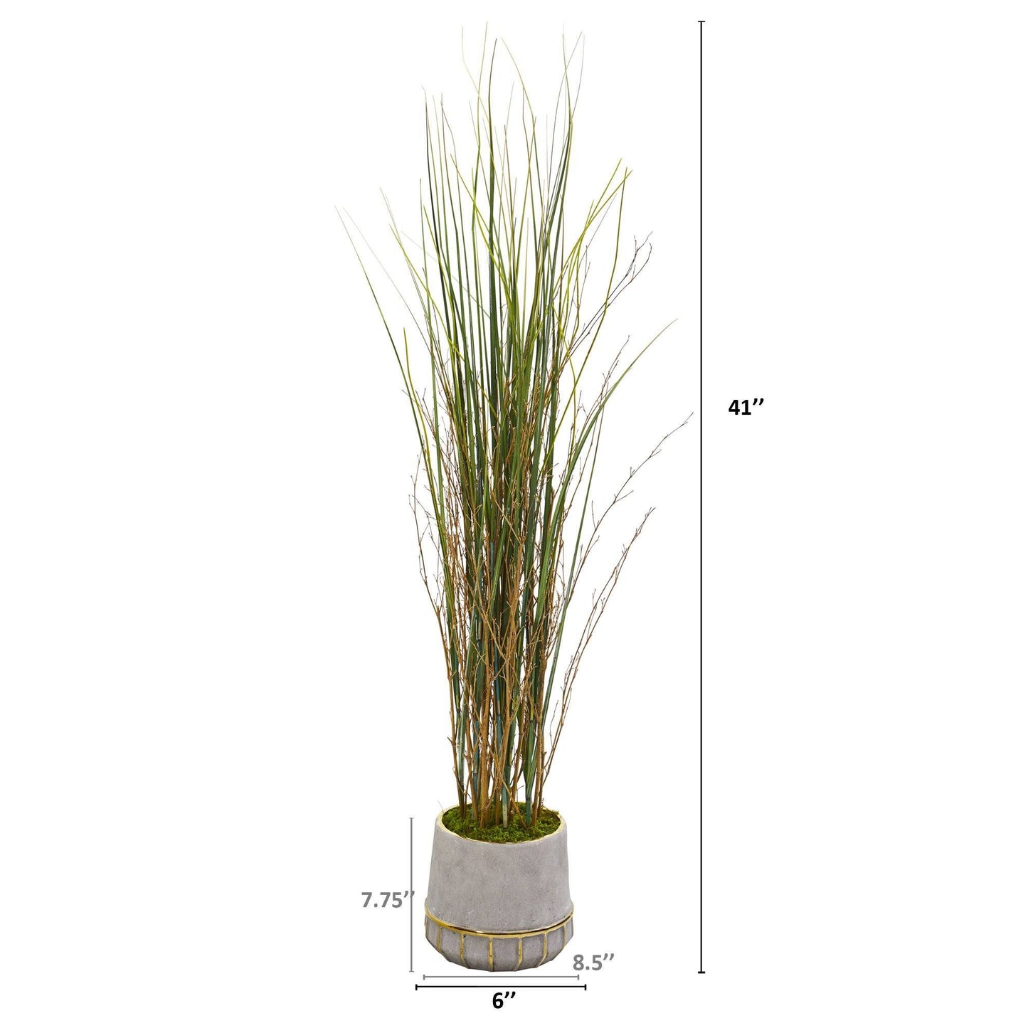 41” Grass and Bamboo Artificial Plant in Planter with Gold Trimming