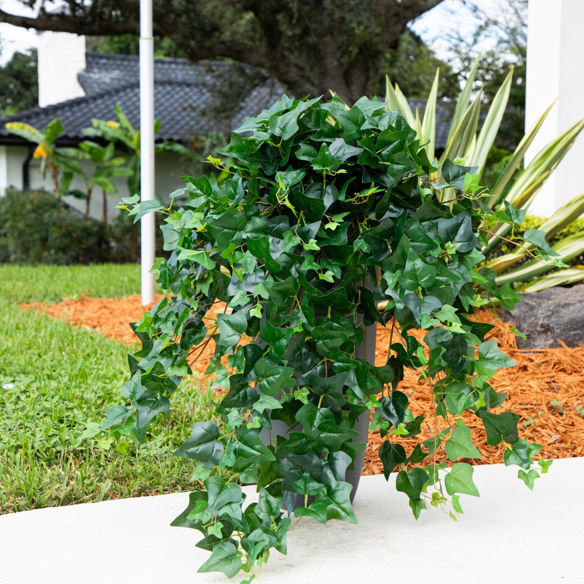 41" UV Resistant Artificial Puff Ivy Hanging Plant (Indoor/Outdoor) - Set of 3