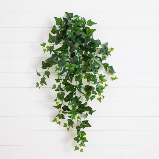 41" UV Resistant Artificial Puff Ivy Hanging Plant (Indoor/Outdoor) - Set of 3