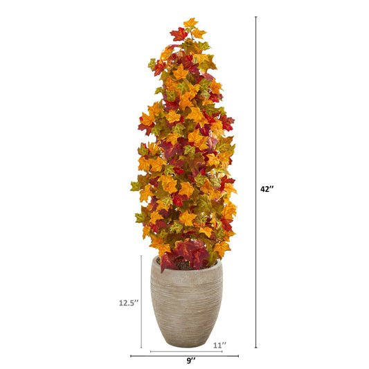a tall plant with yellow and red leaves