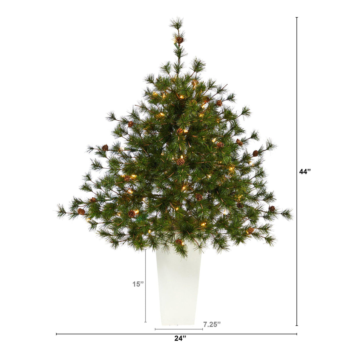 a small artificial christmas tree with lights