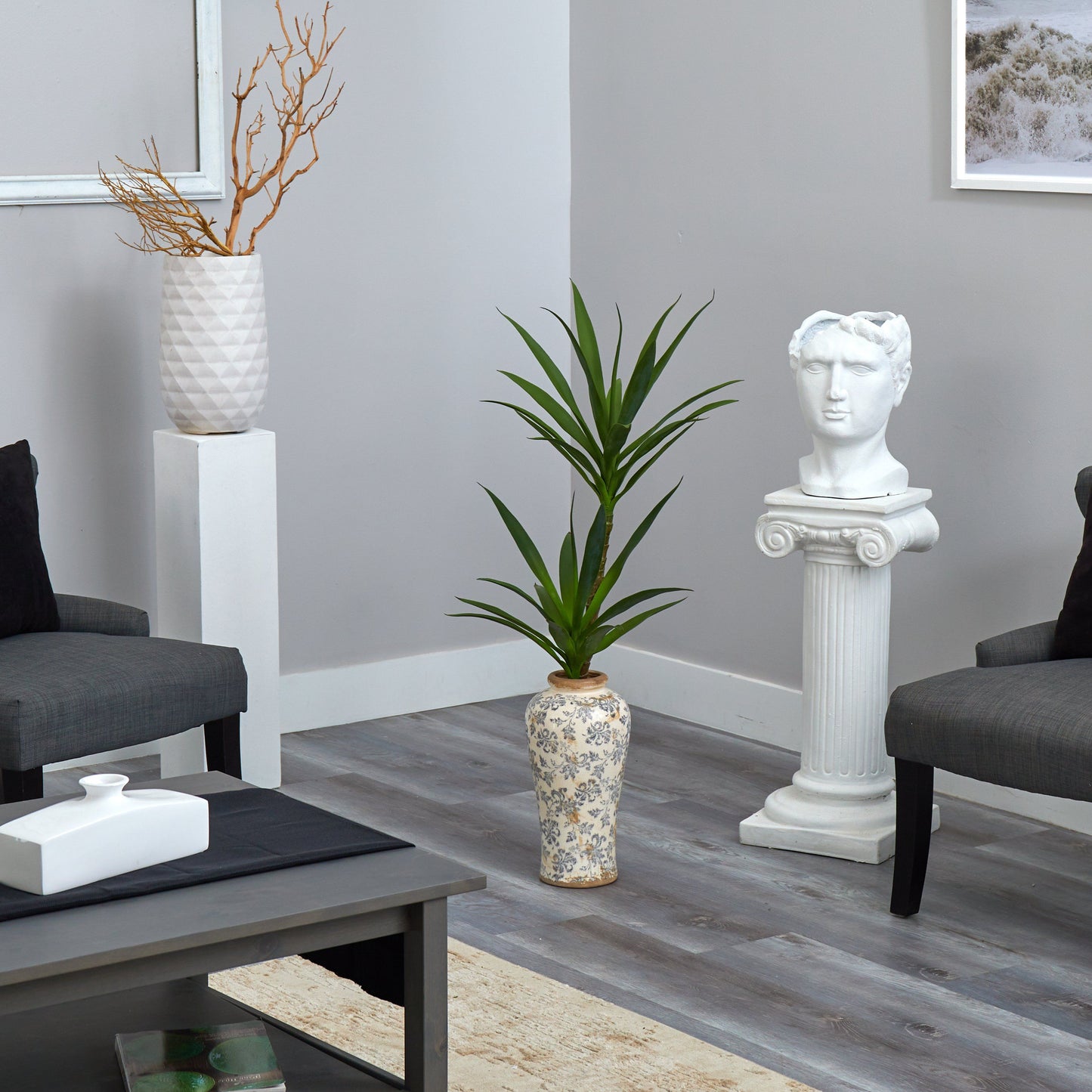 44” Double Yucca Artificial Plant in Designer Planter