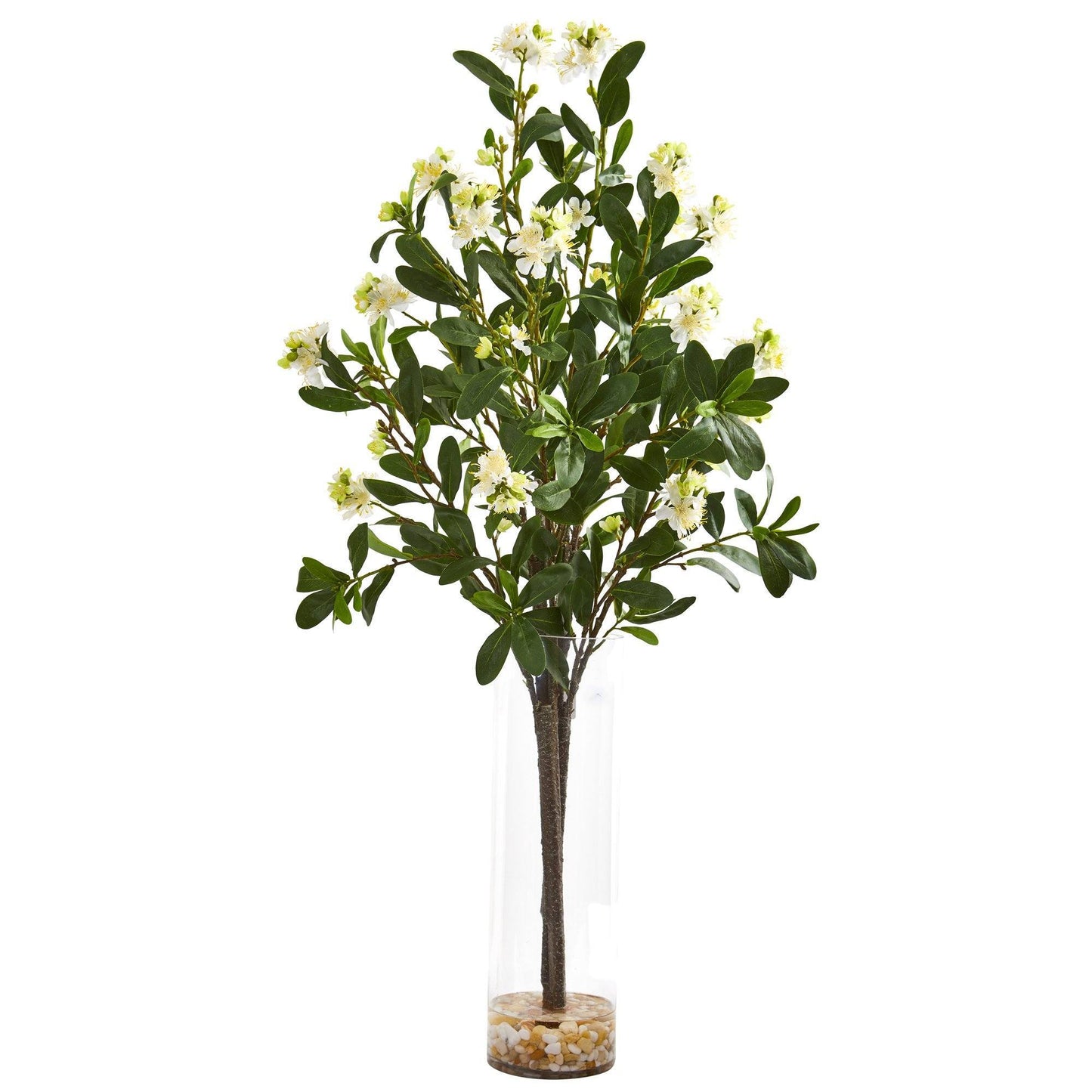 44” Peach Blossom Artificial Arrangement in Glass Vase