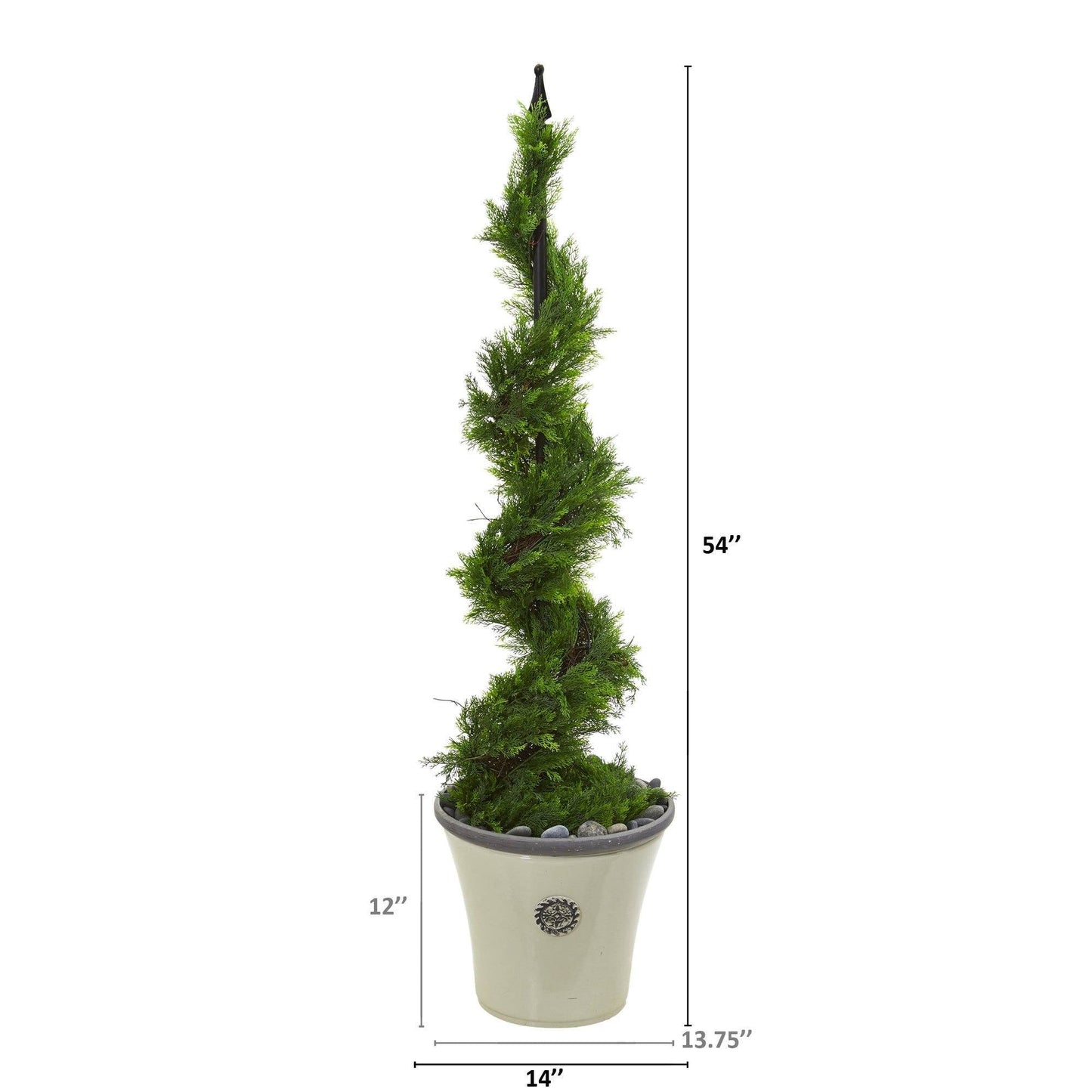 4.5’ Artificial Cypress Spiral Topiary Tree in Decorative Planter