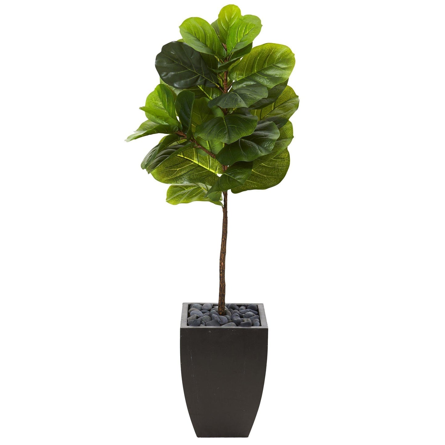 4.5’ Fiddle Leaf Artificial Tree in Black Planter (Real Touch)