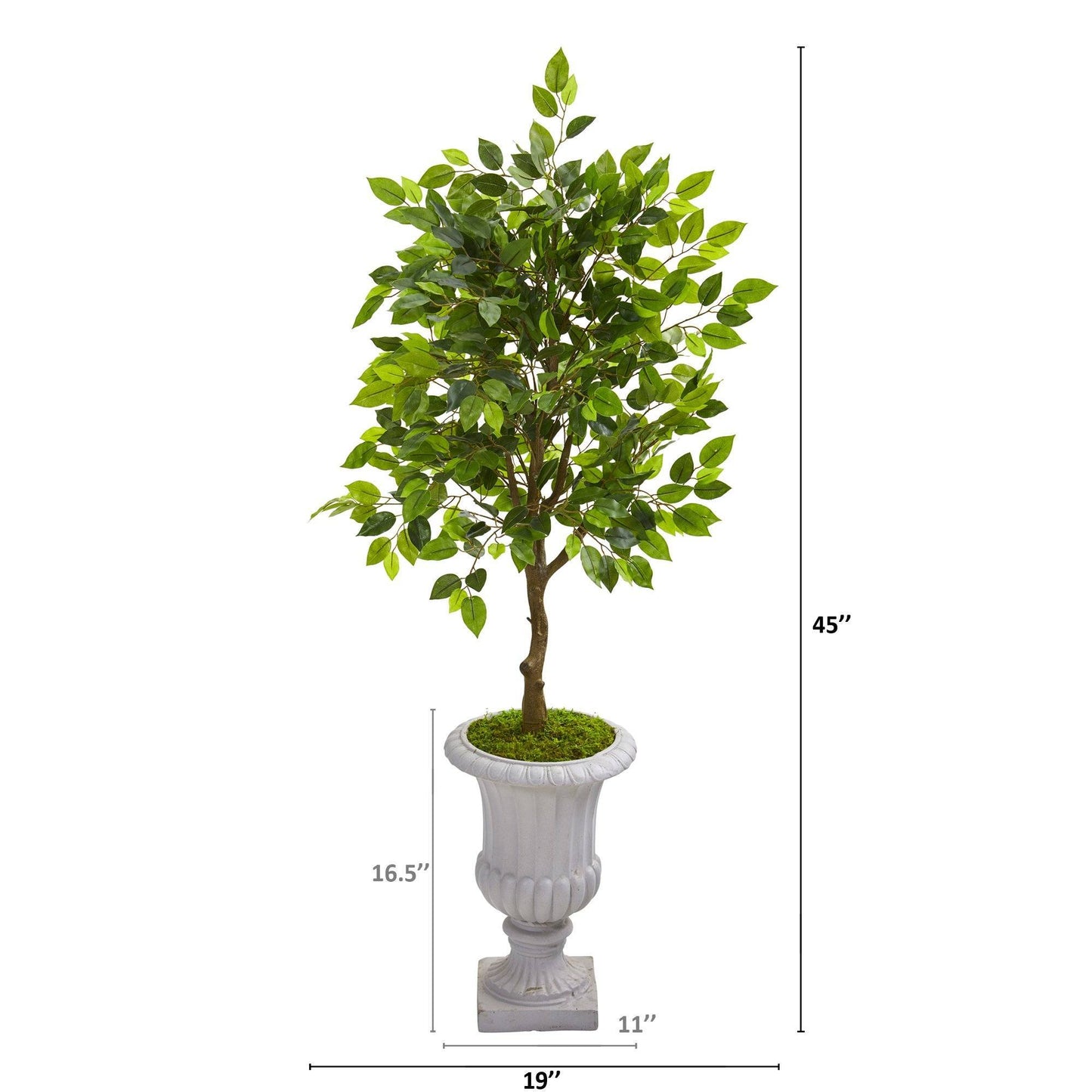 45” Mini Ficus Artificial Tree in Decorative Gray Urn