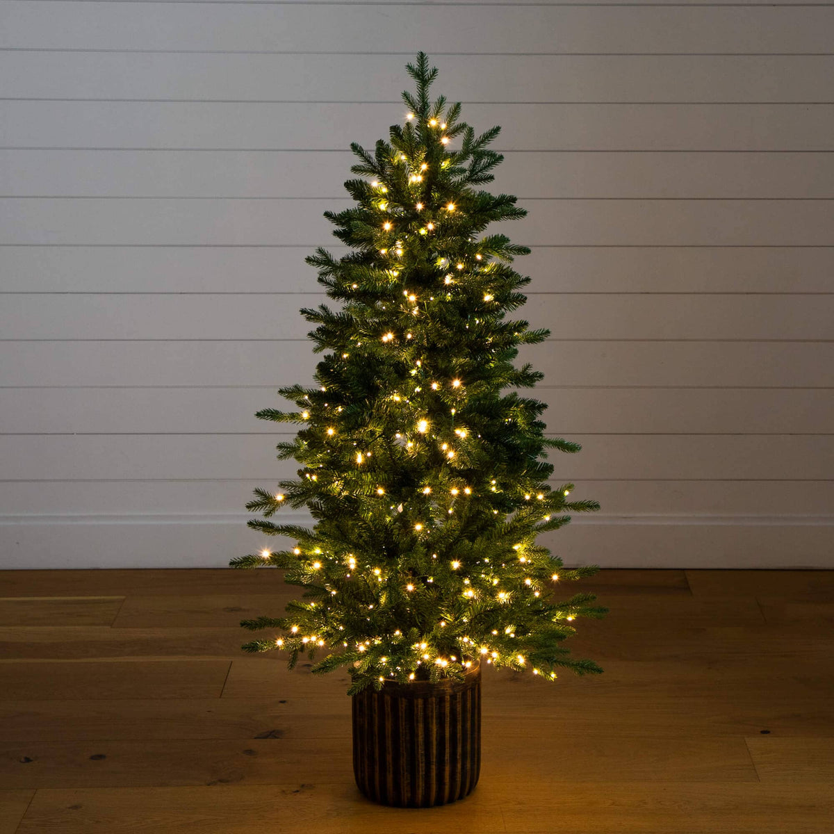 4.5' Pre-Lit Artificial Christmas Tree in Decorative Planter with 400 LED Lights