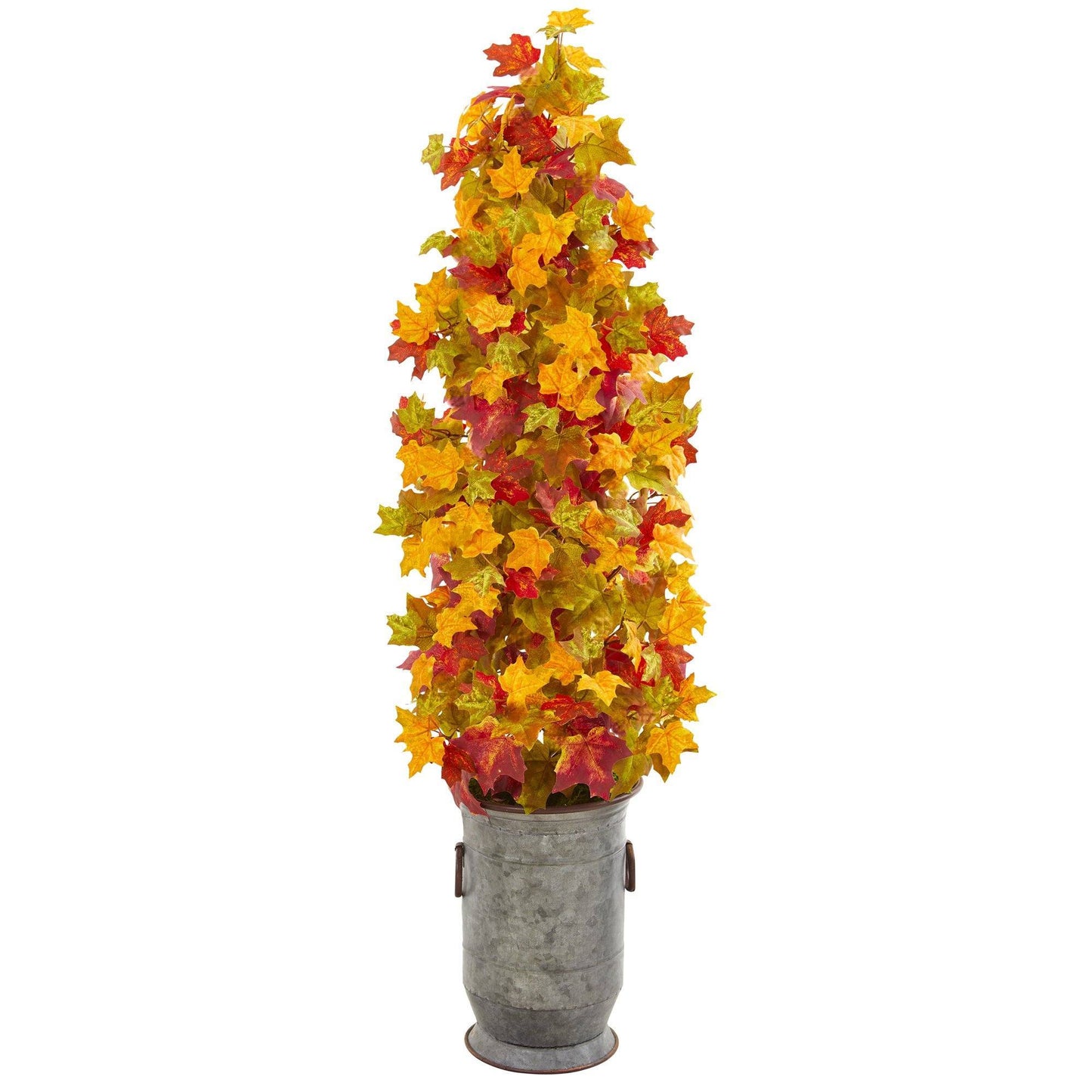 46” Autumn Maple Artificial Tree in Vintage Metal Planter