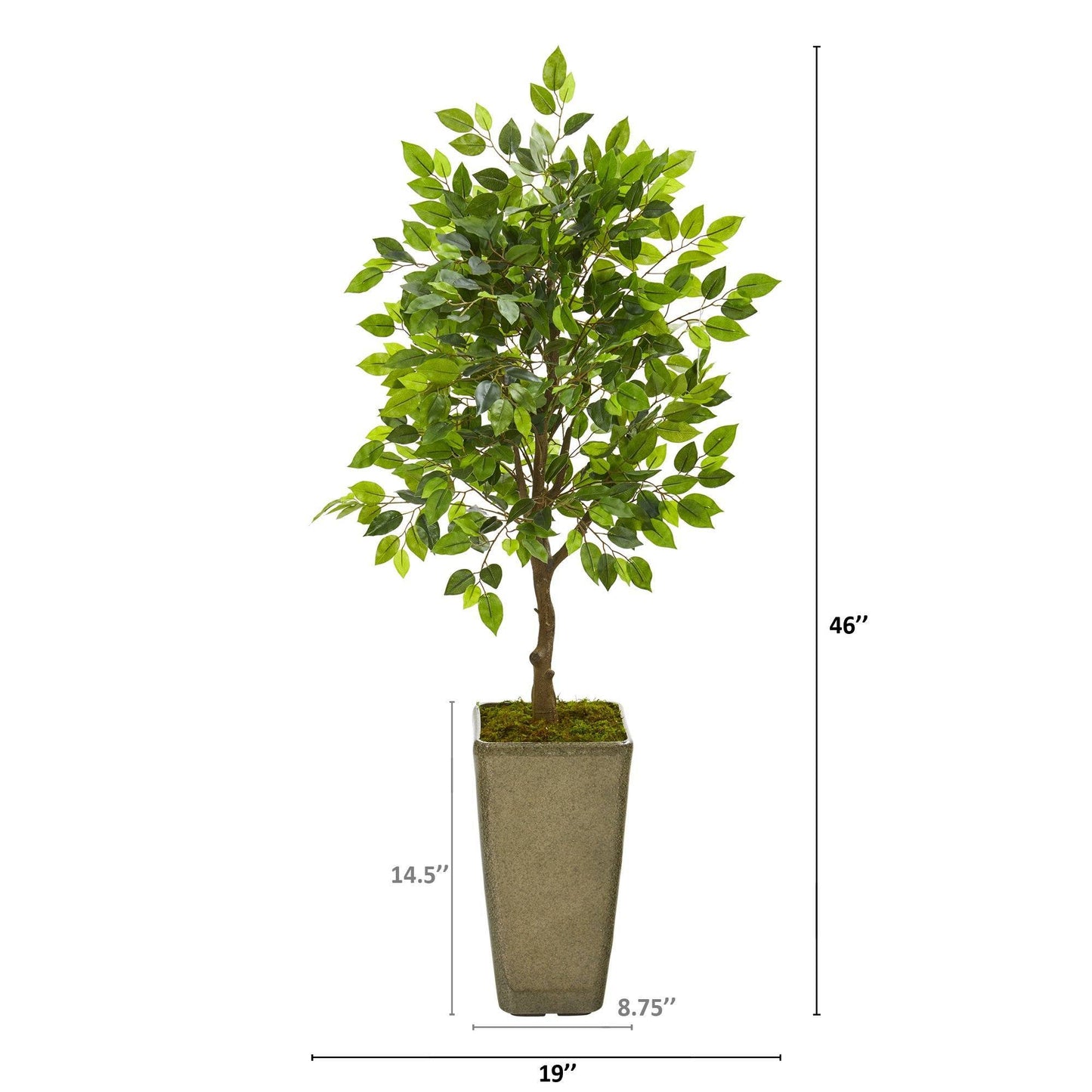 46” Mini Ficus Artificial Tree in Green Planter