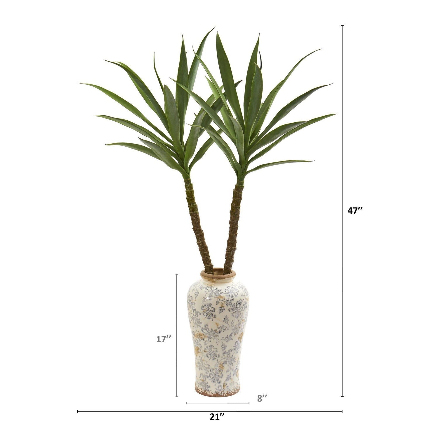47” Double Yucca Artificial Plant in Designer Planter