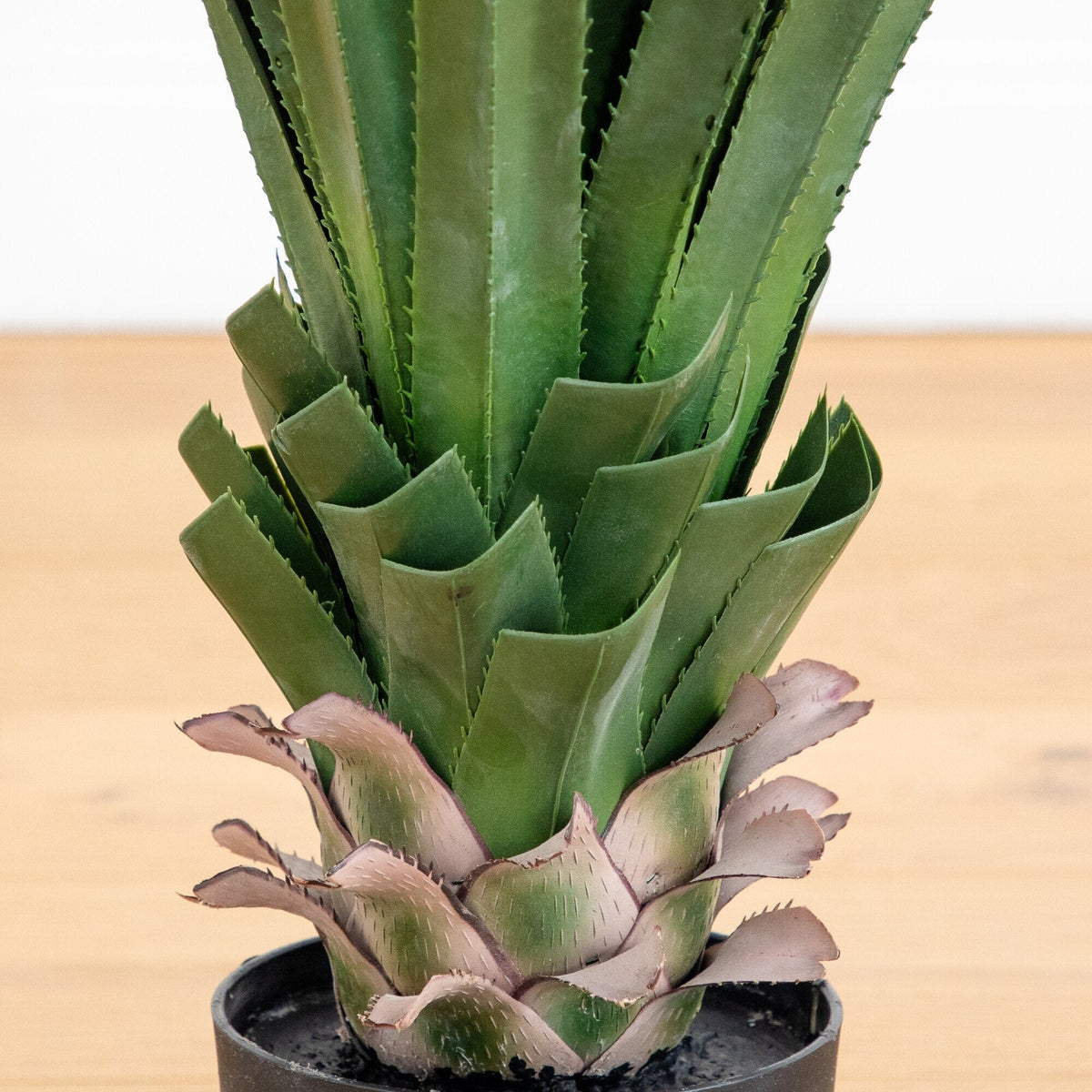4' UV Resistant Artificial Spiked Agave Plant in White Tower Planter (Indoor/Outdoor)