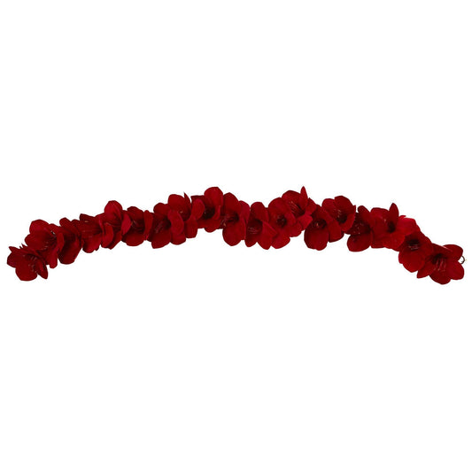 a line of red flowers