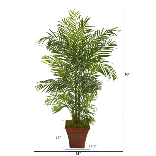 5’ Areca Artificial Palm Tree in Brown Planter(Indoor/Outdoor)