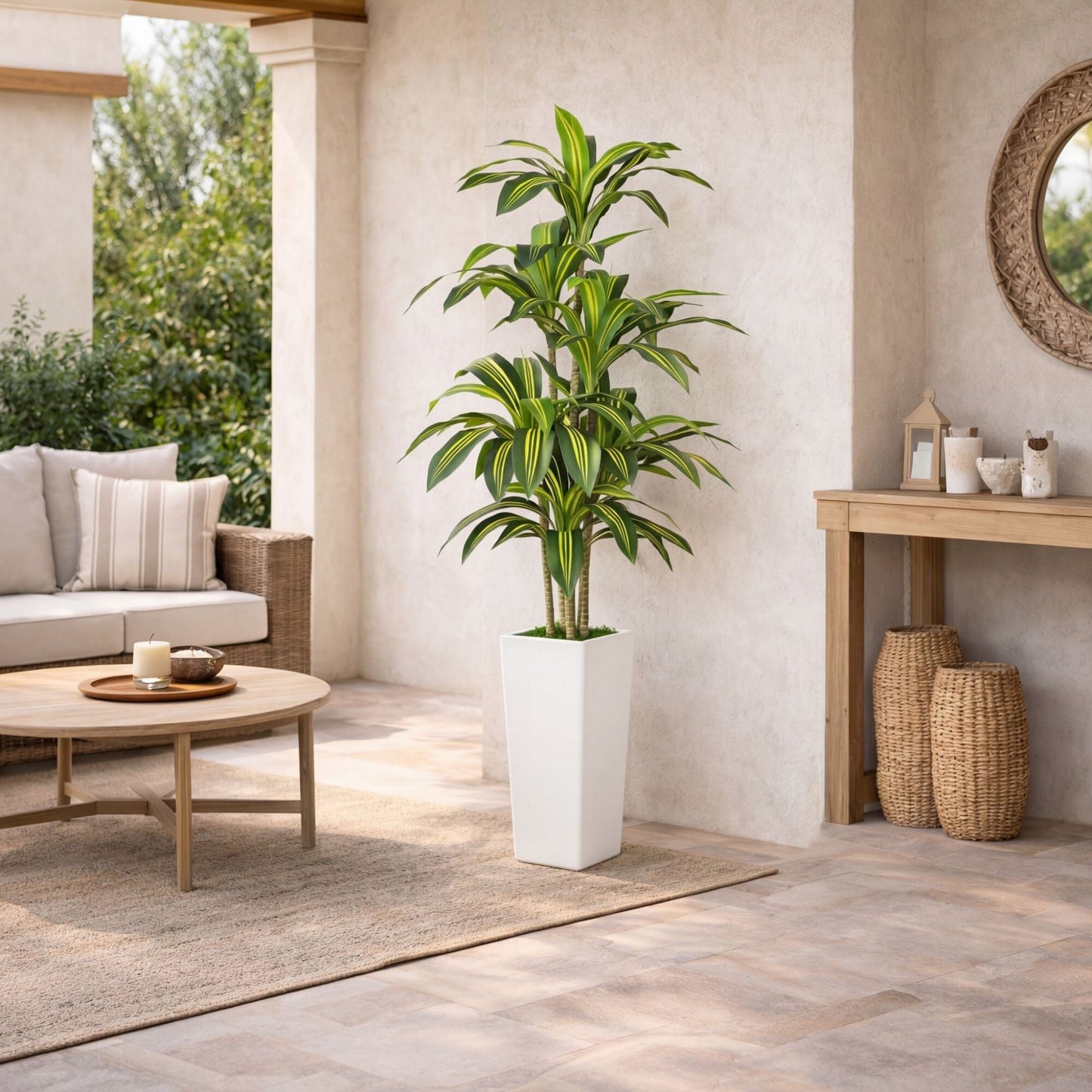 5' Artificial Real Touch Dracaena in Decorative Planter