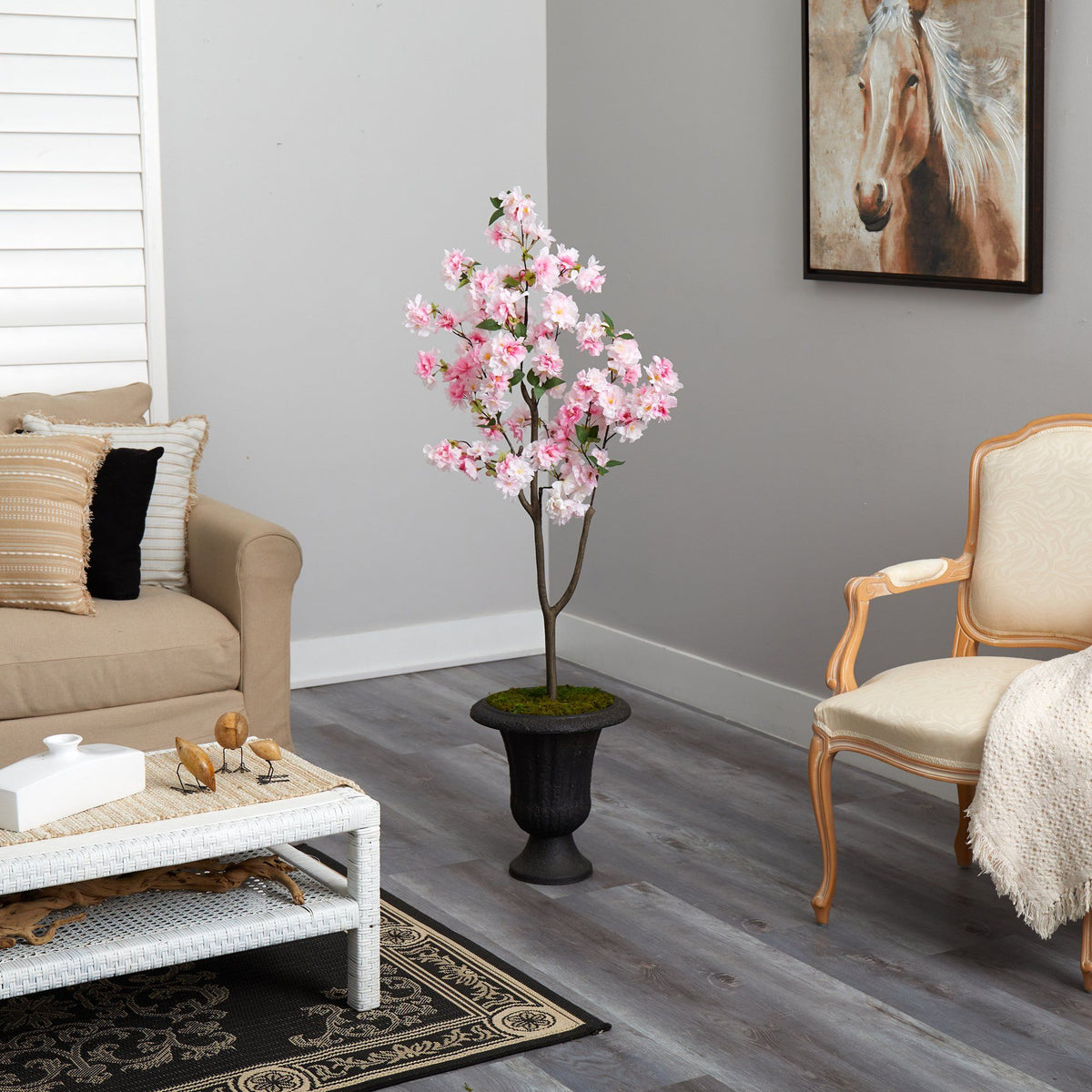 5’ Cherry Blossom Tree in Charcoal Urn