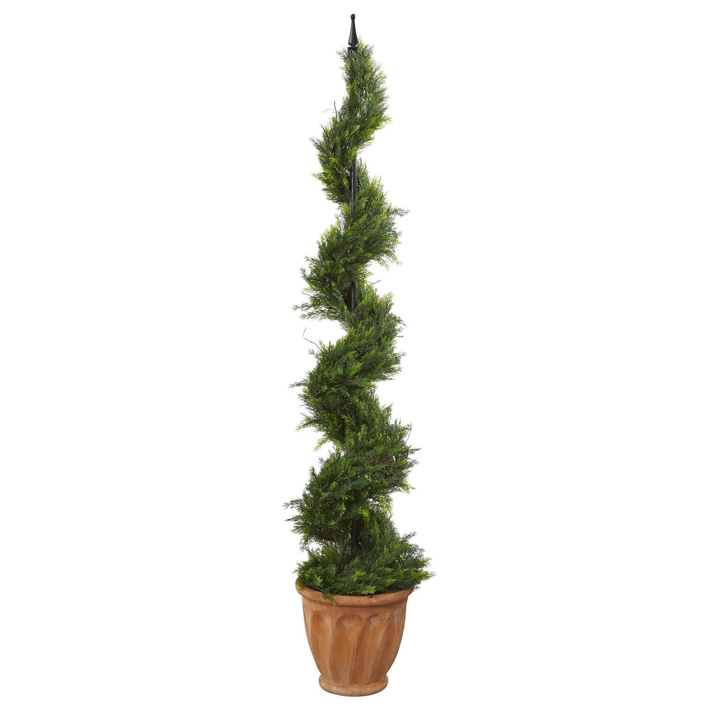 5’ Cypress Artificial Spiral Topiary Tree in Terra-Cotta Planter