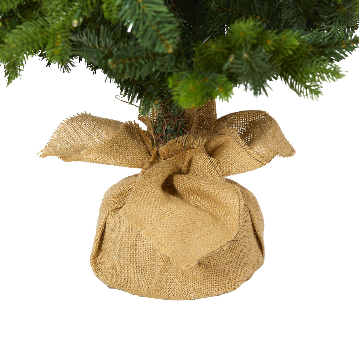 a burlap sack wrapped around a tree