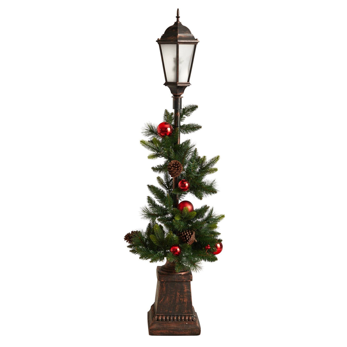 a christmas tree with a lamp post