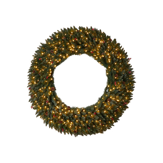 a wreath with lights on it