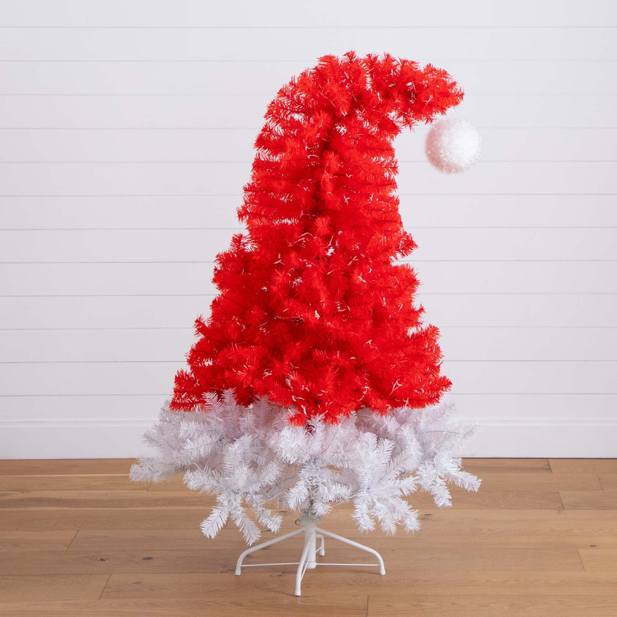 a red and white christmas tree