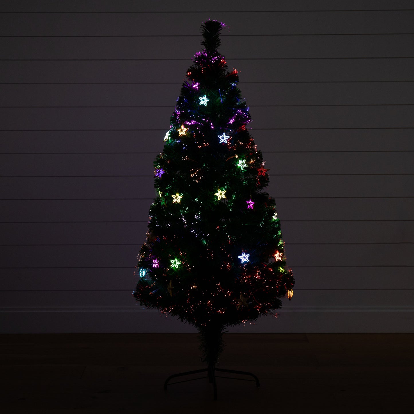 5' Pre-Lit Fiber Optic Artificial Christmas Tree with 60 Colorful Star-Shaped LED Lights