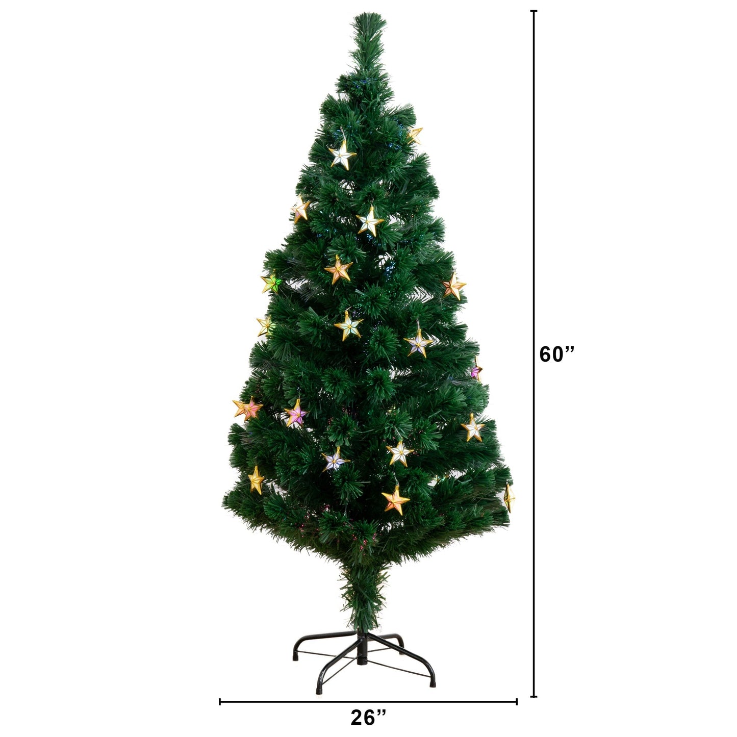 5' Pre-Lit Fiber Optic Artificial Christmas Tree with 60 Colorful Star-Shaped LED Lights