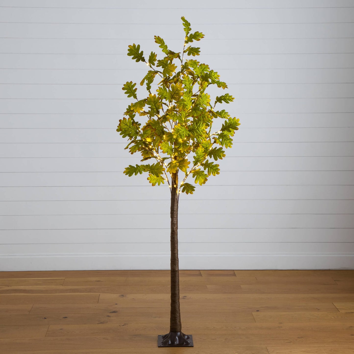 5' Pre-Lit Green Autumn Oak Artificial Fall Tree with 200 Warm White LED Lights