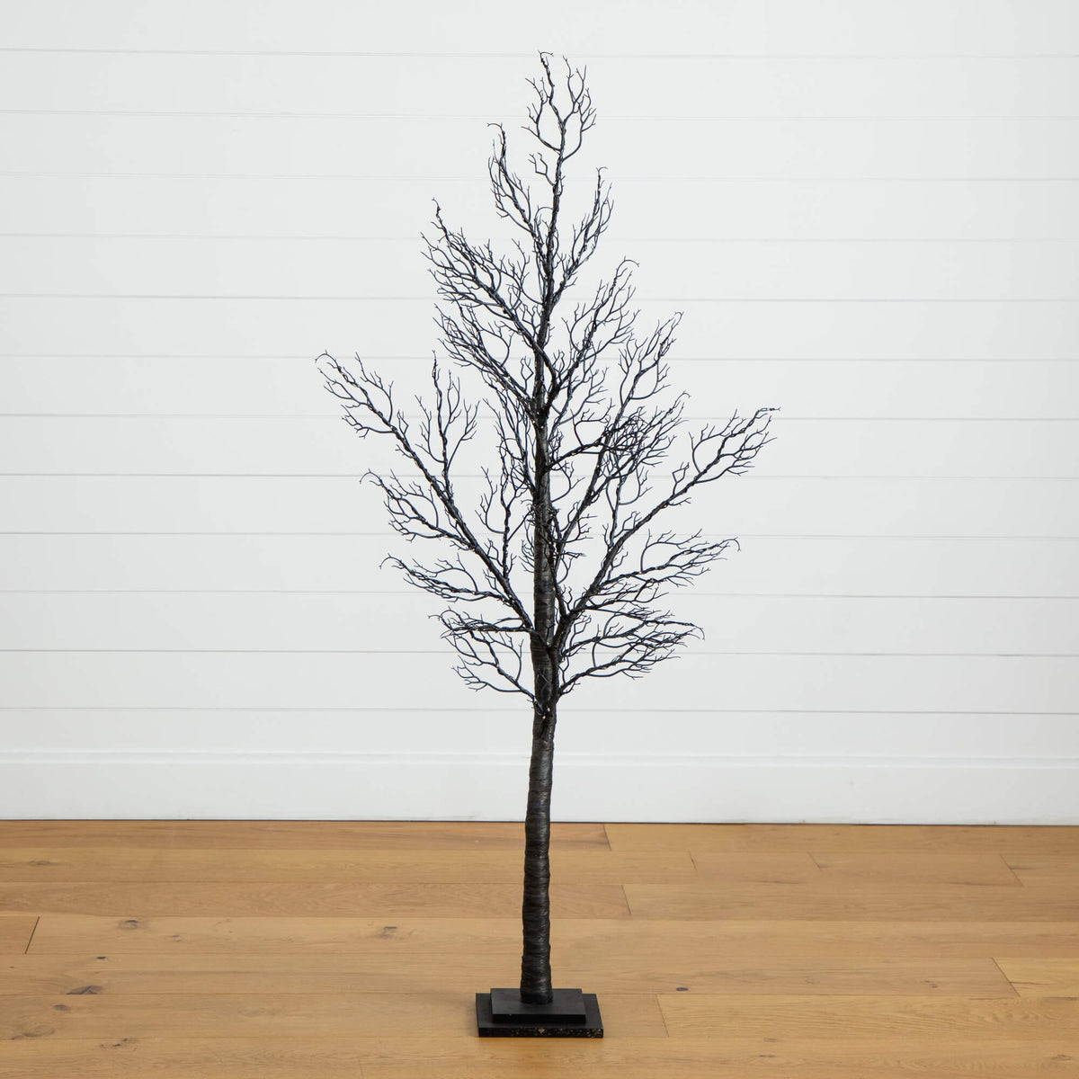 a tree on a wood floor