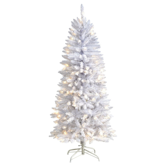 a white christmas tree with lights