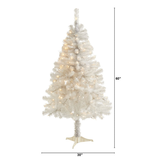 a white christmas tree with lights
