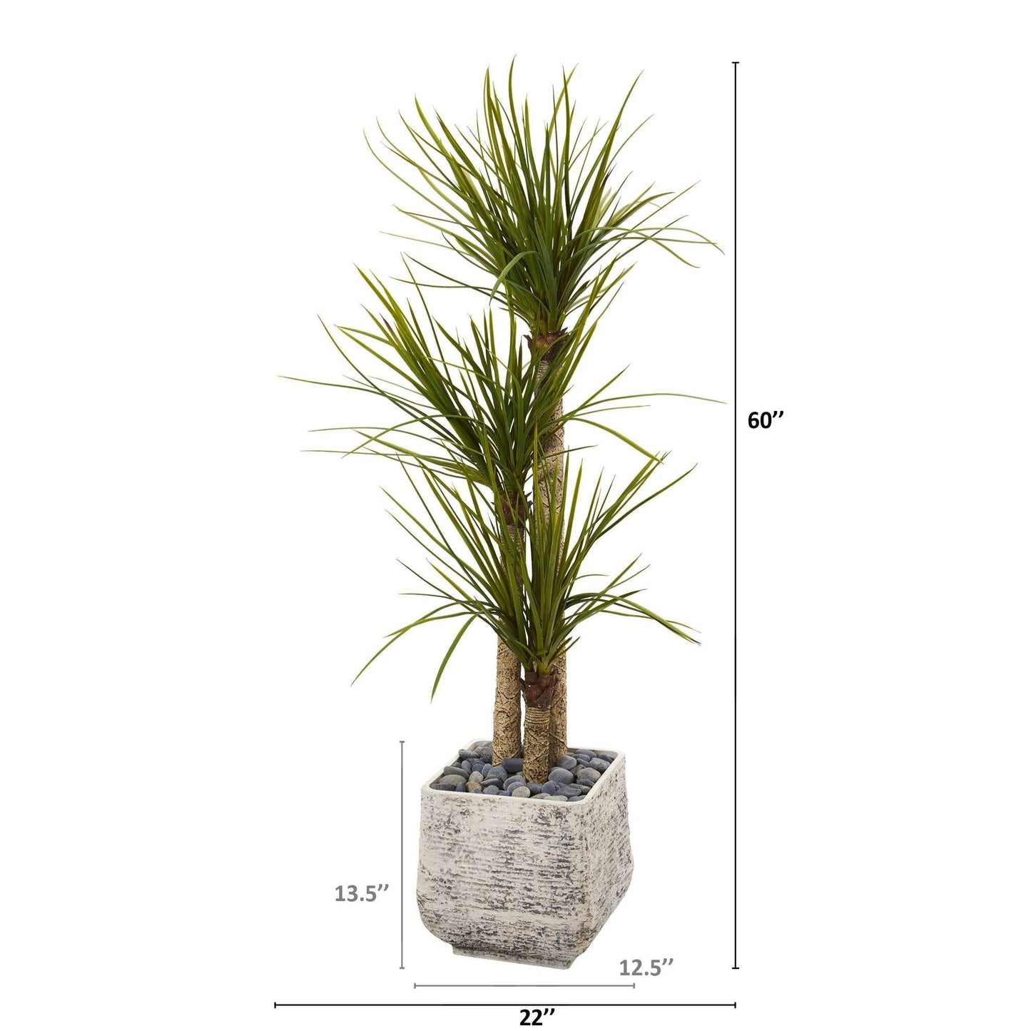 5’ Yucca Artificial Tree in White Planter