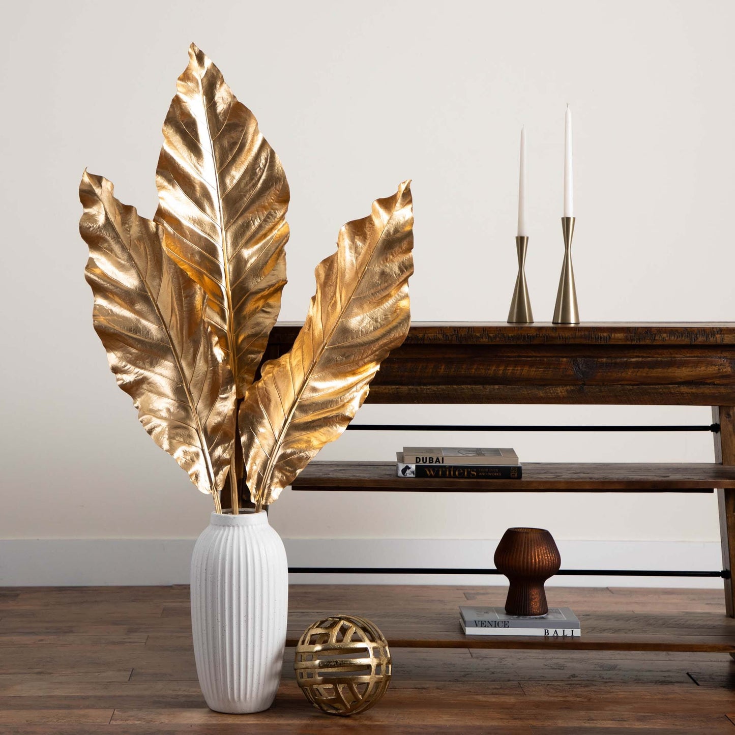 53" Artificial Gold Traveler's Palm Stems - Set of 3