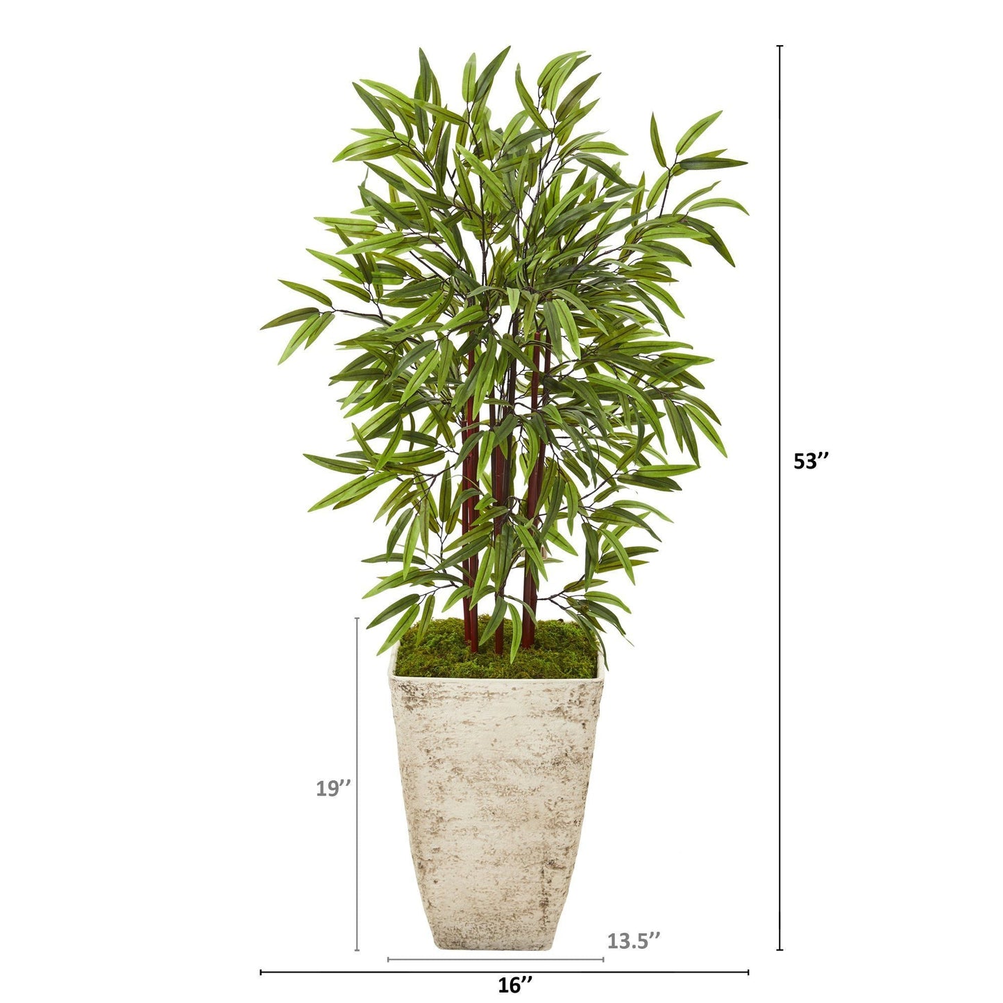 53” Bamboo Artificial Tree in Country White Planter